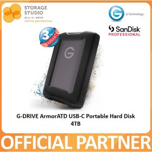 SANDISK PROFESSIONAL G-DRIVE ArmorATD External Hard Disk, 4TB. Singapore Local 3 Years Warranty